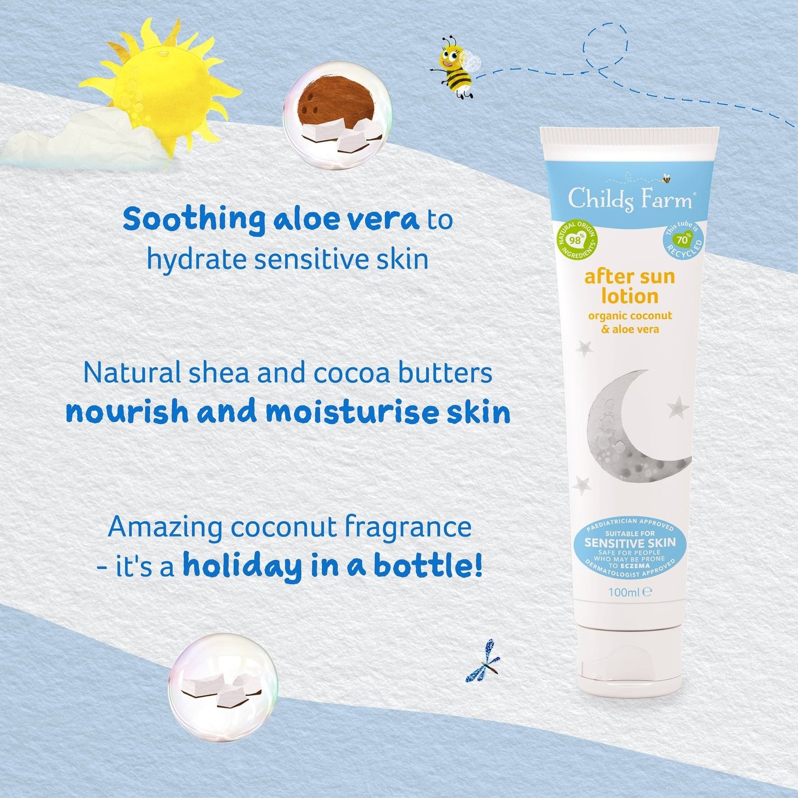 Childs Farm After Sun Lotion Organic Coconut 100ml - Image 3
