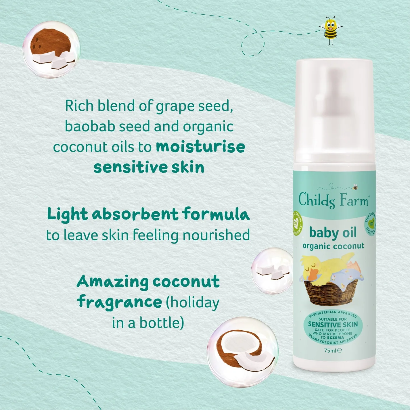 Childs Farm Baby Oil Organic Coconut 75ml - Image 4
