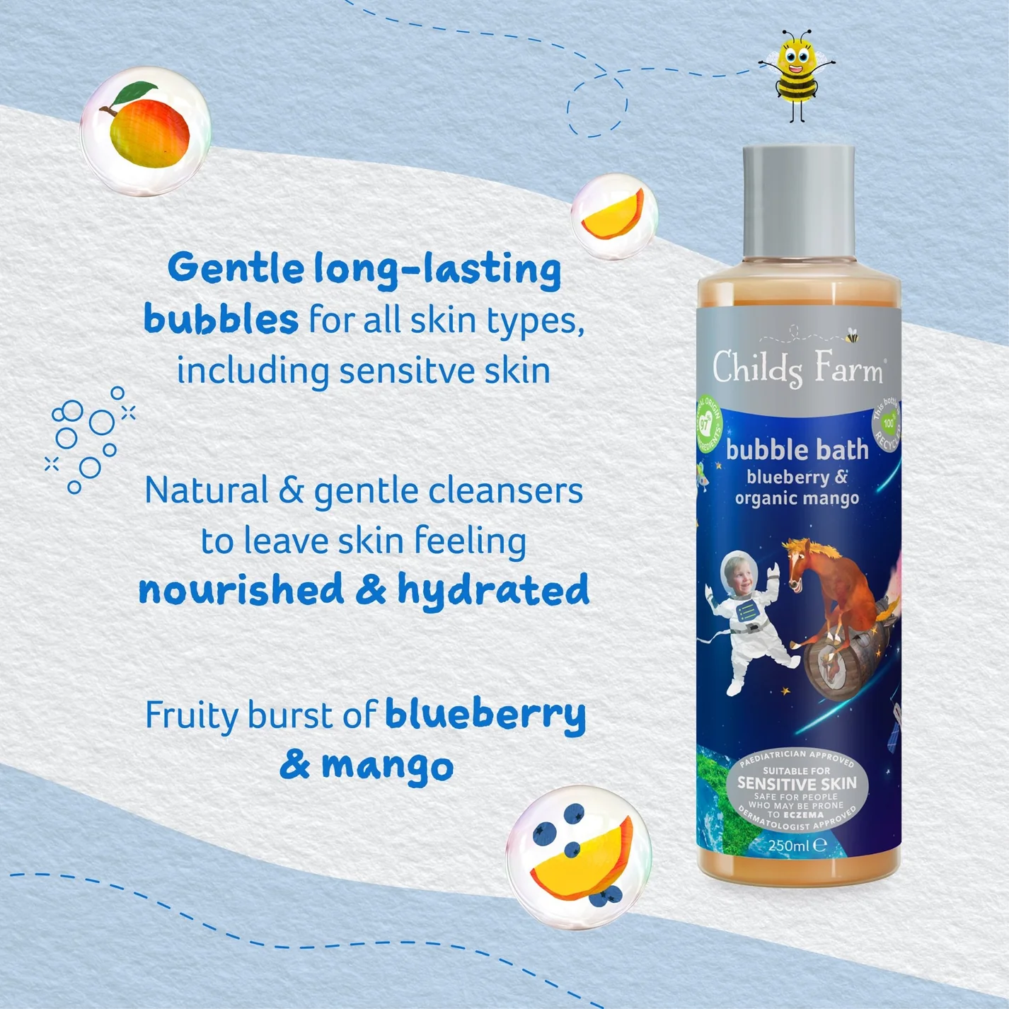 Childs Farm Bubble Bath Blueberry and Organic Mango 250ml - Image 4