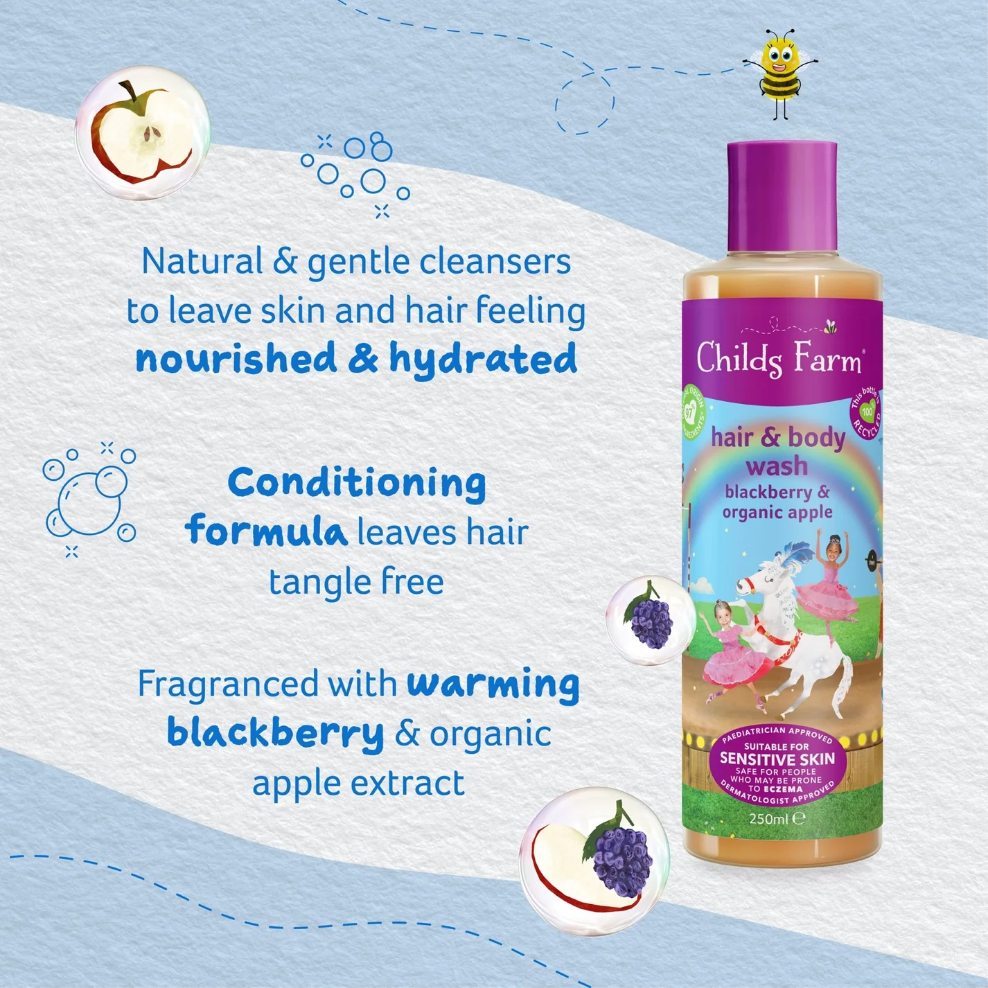 Childs Farm Hair and Body Wash Blackberry and Organic Apple - Image 6