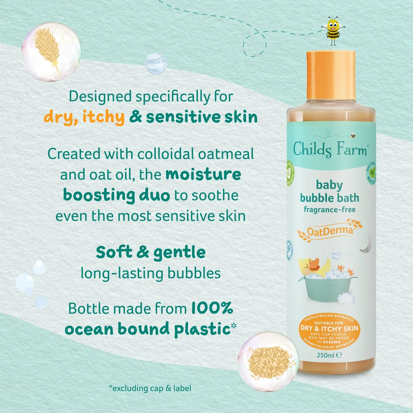 Childs Farm Baby OatDermaâ„¢ Bubble Bath, Fragrance-Free 250ml - Image 4
