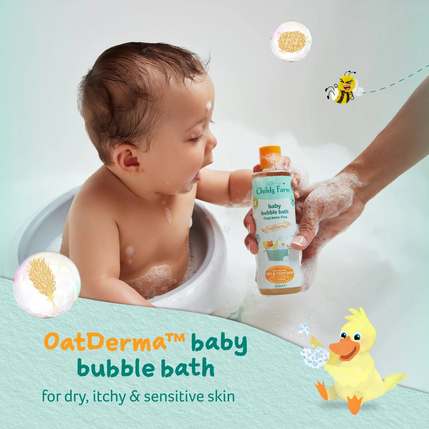 Childs Farm Baby OatDermaâ„¢ Bubble Bath, Fragrance-Free 250ml - Image 2