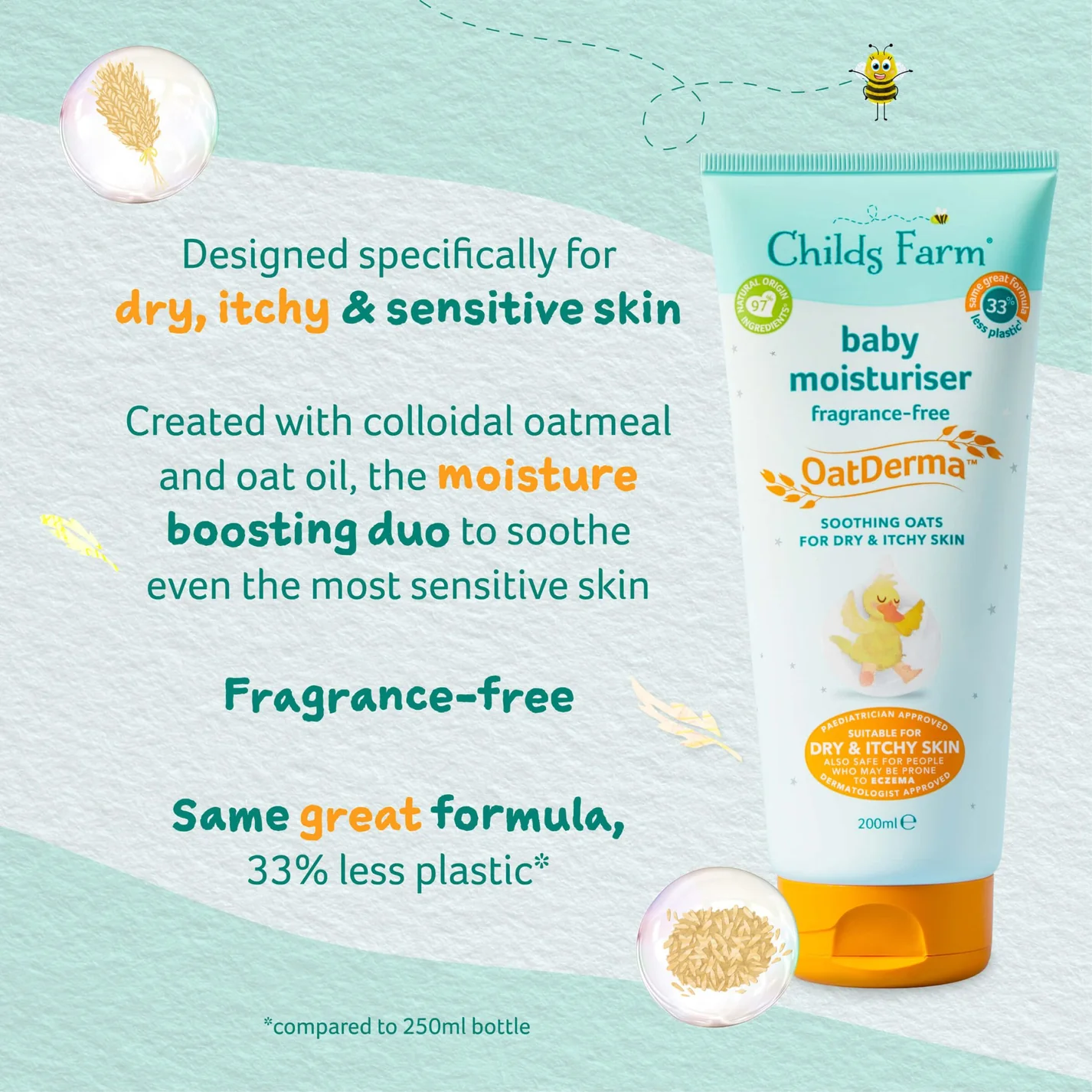 Childs Farm Baby OatDermaâ„¢ Moisturiser, Fragrance-Free 250ml - Image 5
