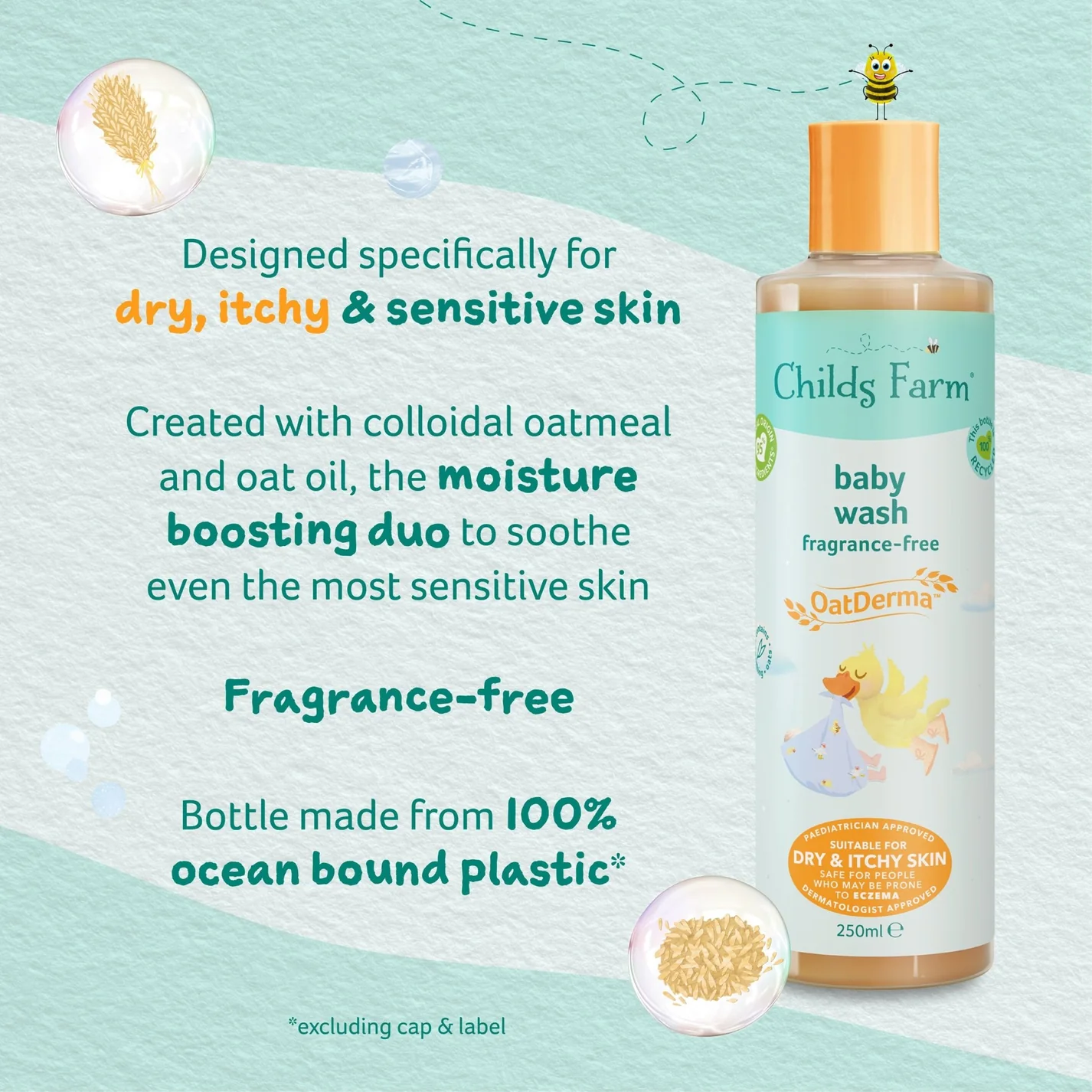 Childs Farm Baby OatDermaâ„¢ Baby Wash, Fragrance-Free 250ml - Image 4
